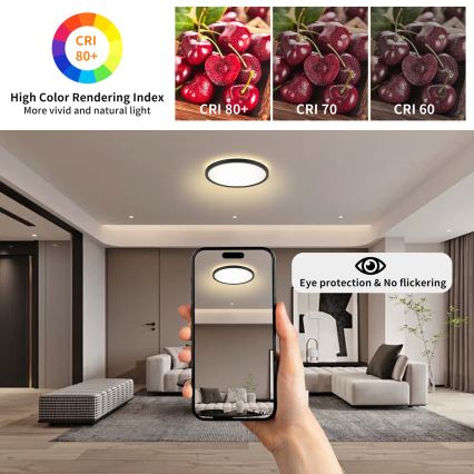 Brilagi - LED Dimmable ceiling light ULTRA SLIM LED/18W/230V 2700-6500K d. 30 cm black + remote control