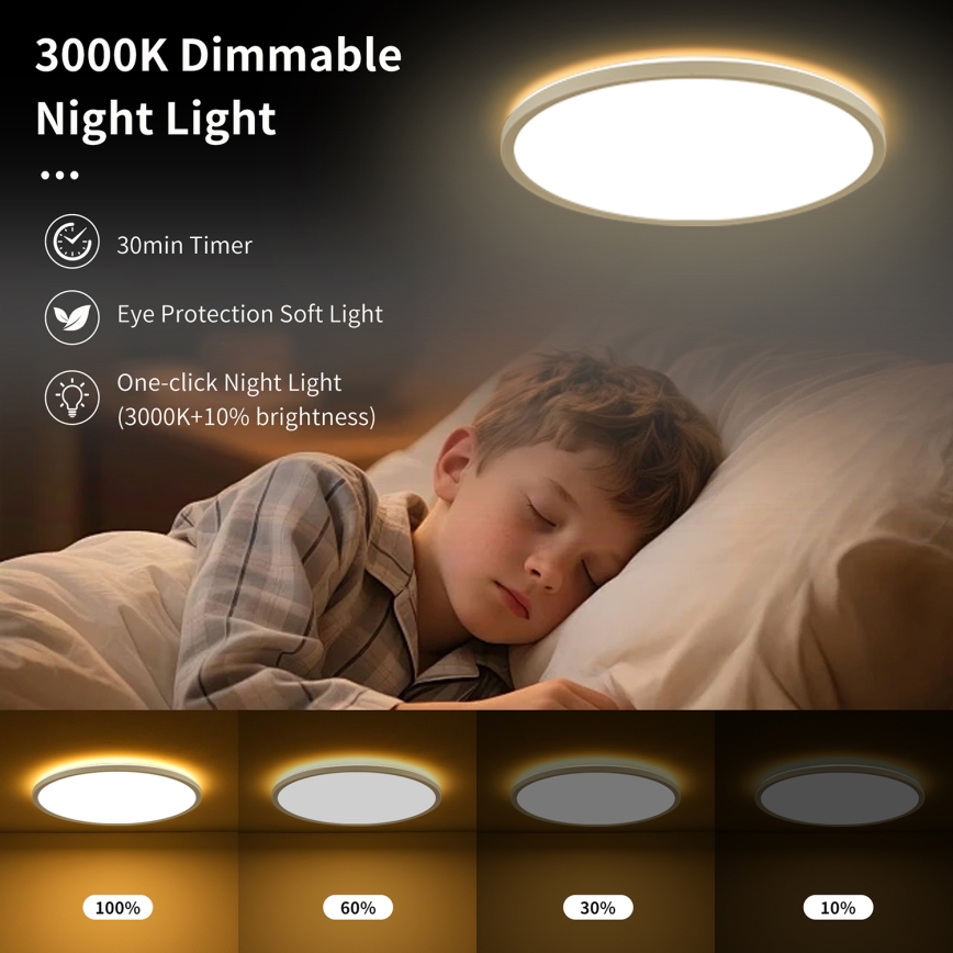 Brilagi - LED Dimmable ceiling light ULTRA SLIM LED/18W/230V 2700-6500K d. 30 cm white + remote control