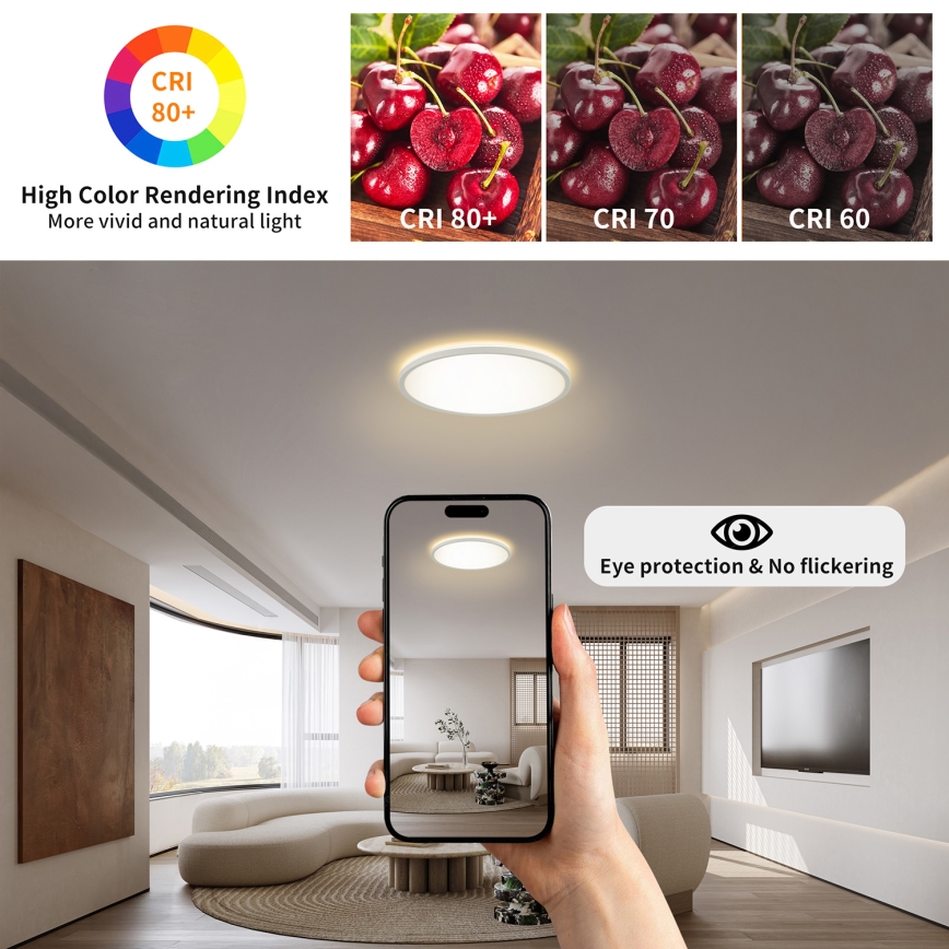 Brilagi - LED Dimmable ceiling light ULTRA SLIM LED/18W/230V 2700-6500K d. 30 cm white + remote control
