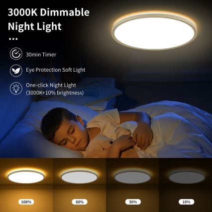Brilagi - LED Dimmable ceiling light ULTRA SLIM LED/24W/230V 2700-6500K d. 42 cm white + remote control