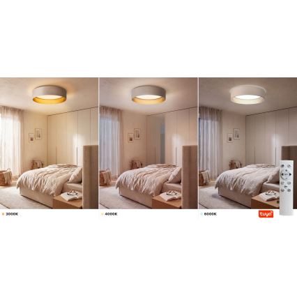BRILAGI - Dimmable LED Ceiling Light VELVET SMARTIX STARS LED/36W/230V 3000–6000K Ø 55 cm cream/gold Wi‑Fi Tuya Beacon + remote control
