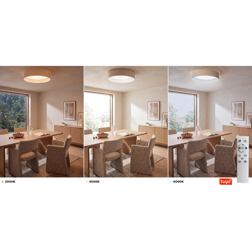 Brilagi - Dimmable LED Ceiling Light VELVET SMARTIX LED/36W/230V 3000-6000K dia. 55 cm cream Wi-Fi Tuya Beacon + remote control