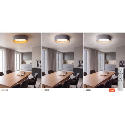 Brilagi - Dimmable LED Ceiling Light VELVET SMARTIX LED/36W/230V 3000-6000K Ø 55 cm gray/gold Wi-Fi Tuya Beacon + remote control