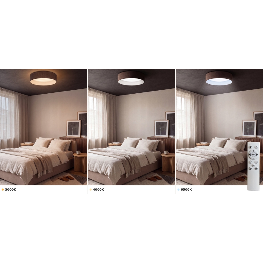 Brilagi - VELVET SMART VARI LED Dimmable Ceiling Light LED/24W/230V 3000-6500K Ø 45 cm Brown + Remote Control
