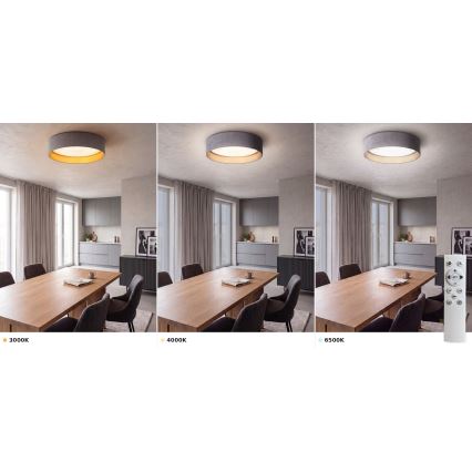 Brilagi - Dimmable LED Ceiling Light VELVET SMART VARI LED/24W/230V 3000-6500K Ø 45 cm gray/gold + remote control
