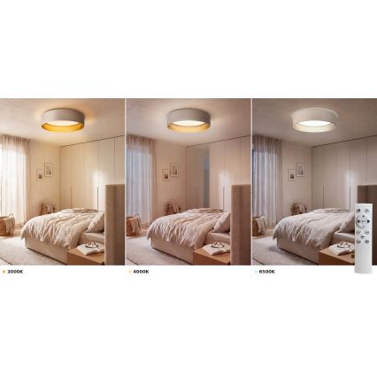 Brilagi - VELVET SMART VARI LED dimmable ceiling light, 36W/230V, 3000-6500K, Ø 55 cm, cream/gold + remote control