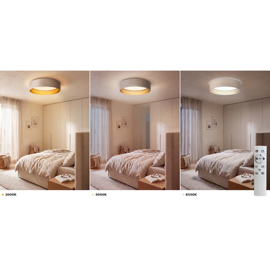 Brilagi - VELVET SMART VARI LED dimmable ceiling light, 36W/230V, 3000-6500K, Ø 55 cm, cream/gold + remote control