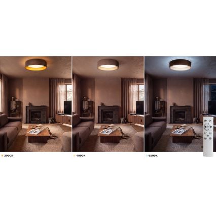 BRILAGI - VELVET SMART VARI Dimmable LED Ceiling Light LED/36W/230V 3000-6500K Ø 55 cm Brown/Gold + Remote Control