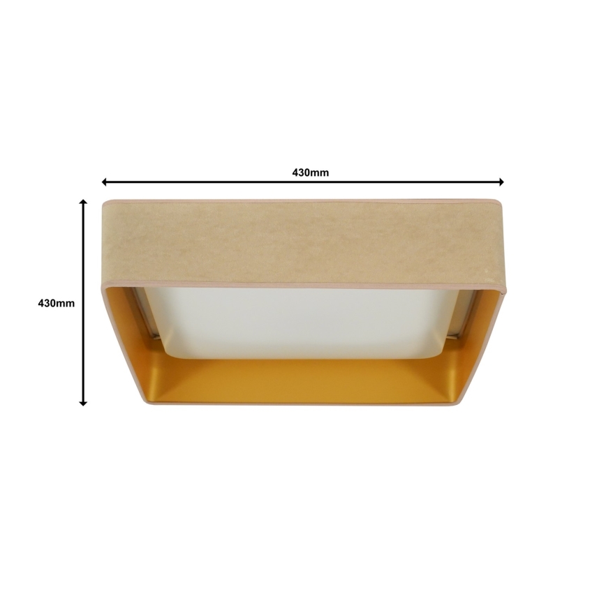 Brilagi - LED Dimmable ceiling light VELVET SQUARE LED/24W/230V 3000/4000/6500K + remote control beige