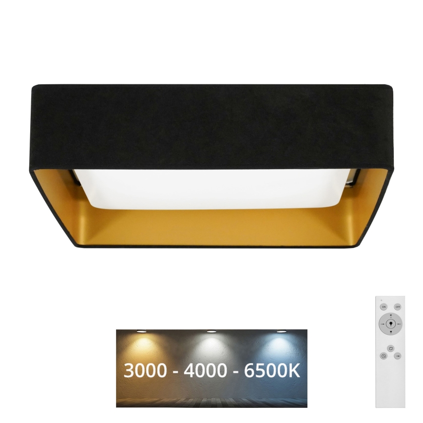 Brilagi - LED Dimmable ceiling light VELVET SQUARE LED/24W/230V 3000/4000/6500K + remote control black