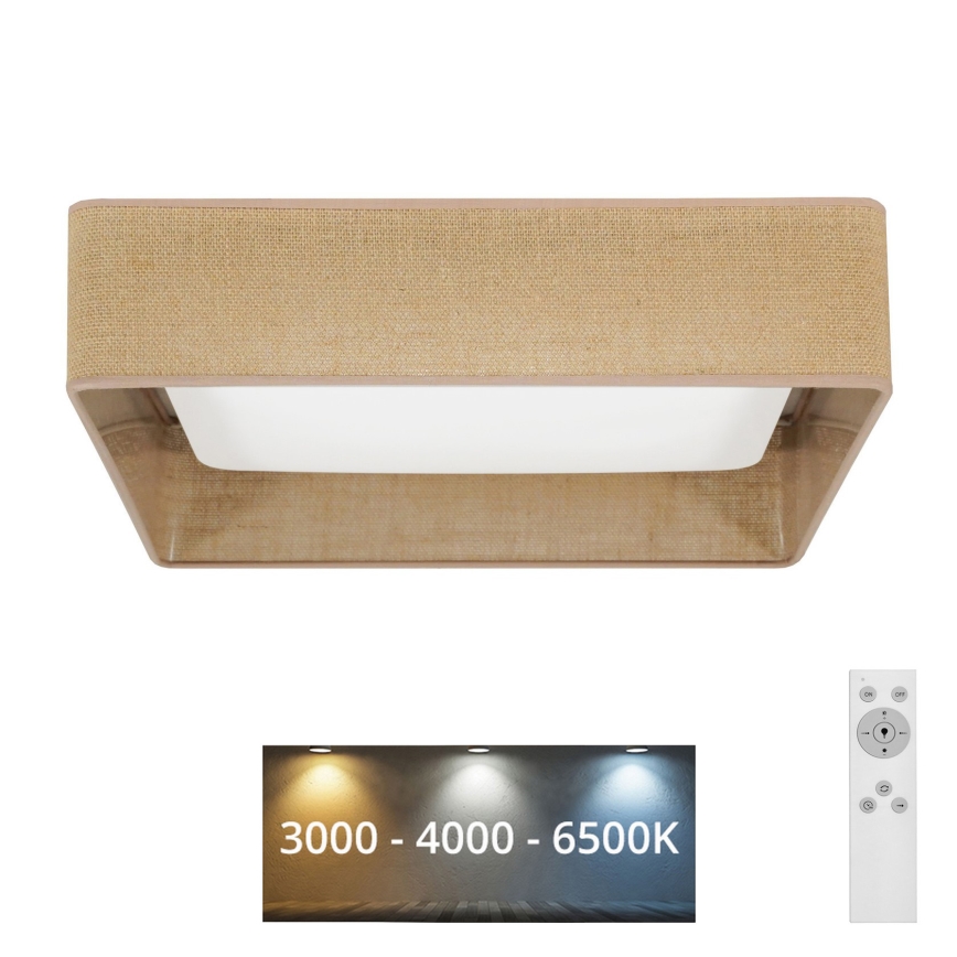 Brilagi - LED Dimmable ceiling light VELVET SQUARE LED/24W/230V 3000/4000/6500K + remote control brown