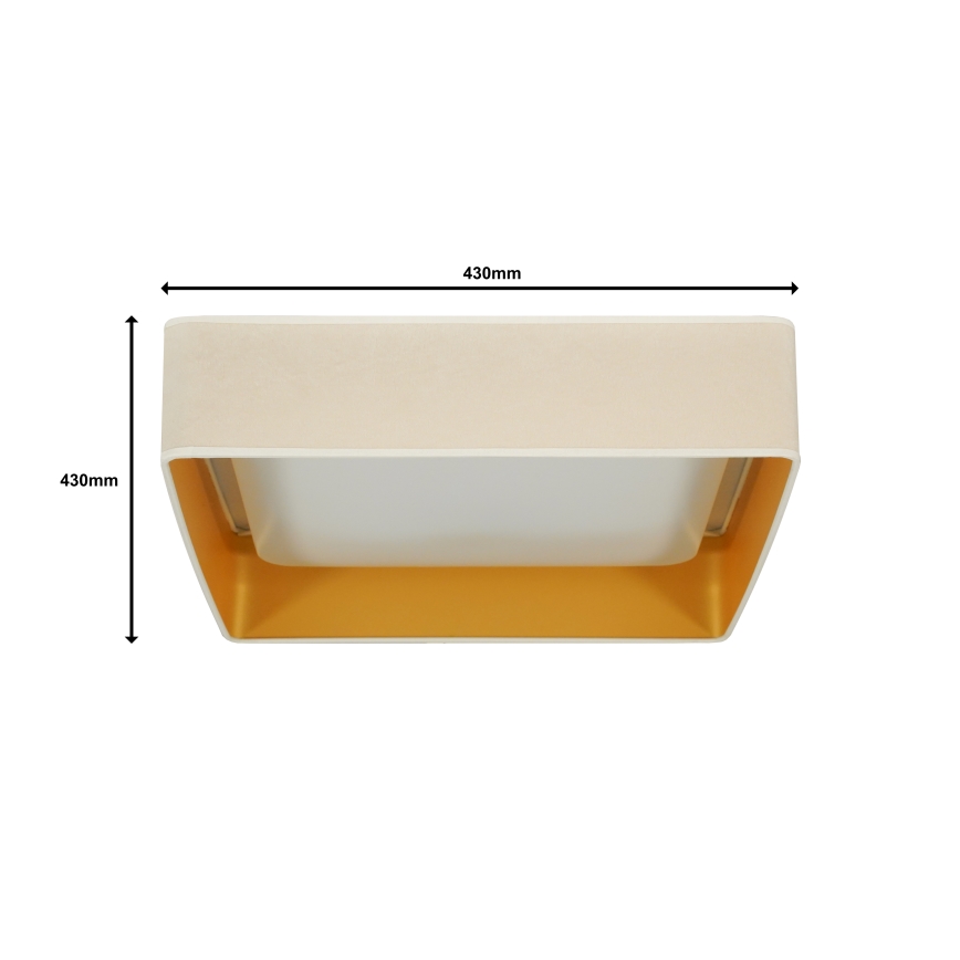 Brilagi - LED Dimmable ceiling light VELVET SQUARE LED/24W/230V 3000/4000/6500K + remote control creamy