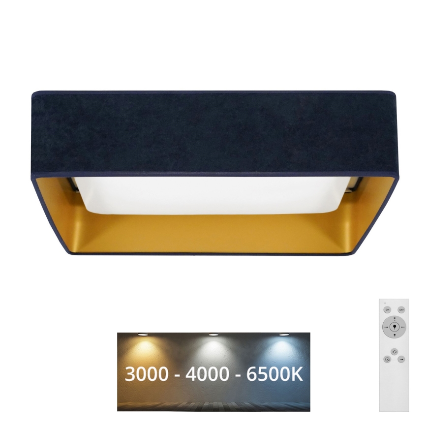 Brilagi - LED Dimmable ceiling light VELVET SQUARE LED/24W/230V 3000/4000/6500K + remote control dark blue