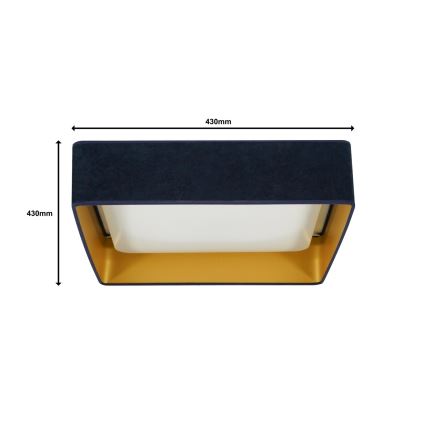 Brilagi - LED Dimmable ceiling light VELVET SQUARE LED/24W/230V 3000/4000/6500K + remote control dark blue