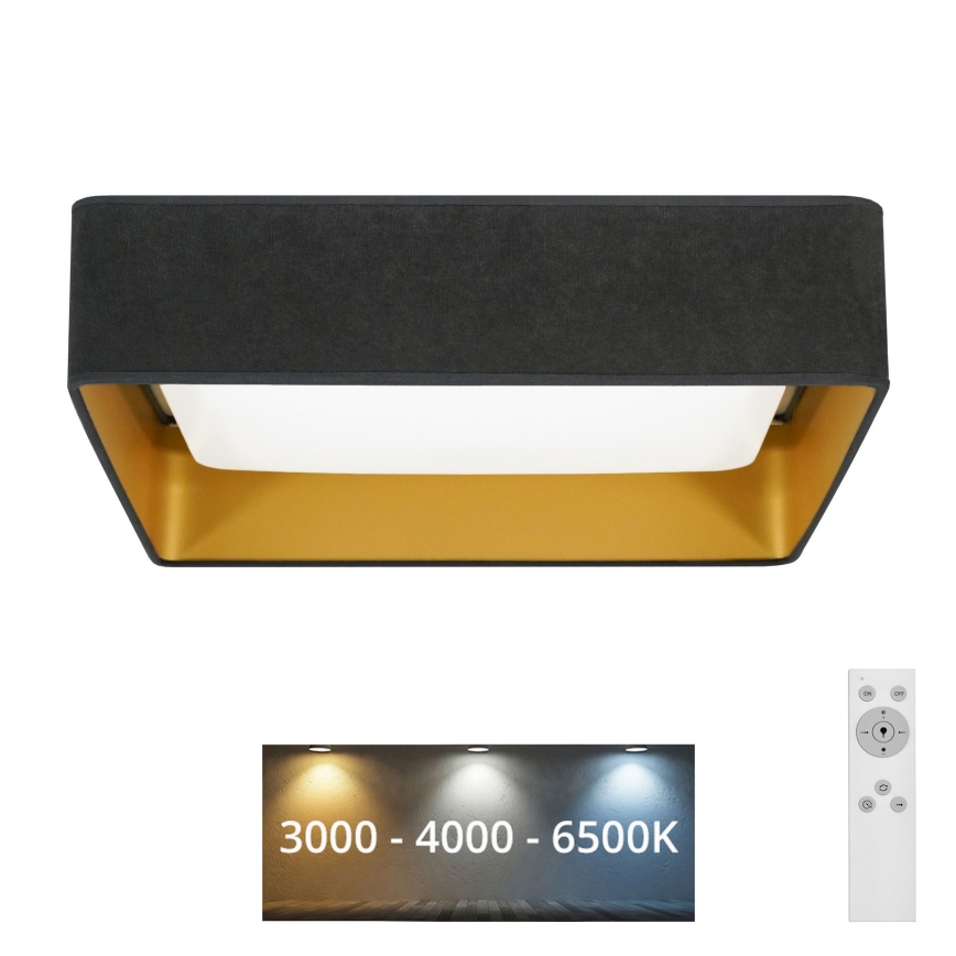 Brilagi - LED Dimmable ceiling light VELVET SQUARE LED/24W/230V 3000/4000/6500K + remote control grey