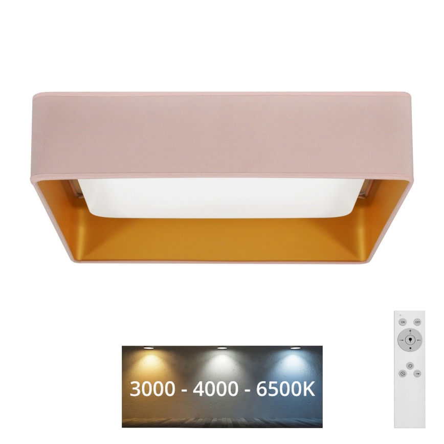 Brilagi - LED Dimmable ceiling light VELVET SQUARE LED/24W/230V 3000/4000/6500K + remote control pink