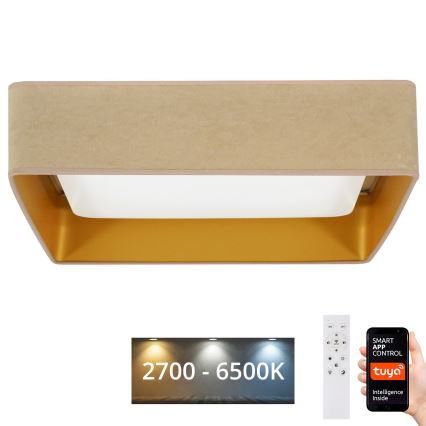 Brilagi - LED Dimmable ceiling light VELVET SQUARE SMART LED/36W/230V 2700-6500K Wi-Fi Tuya + remote control beige
