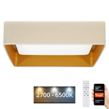 Brilagi - LED Dimmable ceiling light VELVET SQUARE SMART LED/36W/230V 2700-6500K Wi-Fi Tuya + remote control creamy