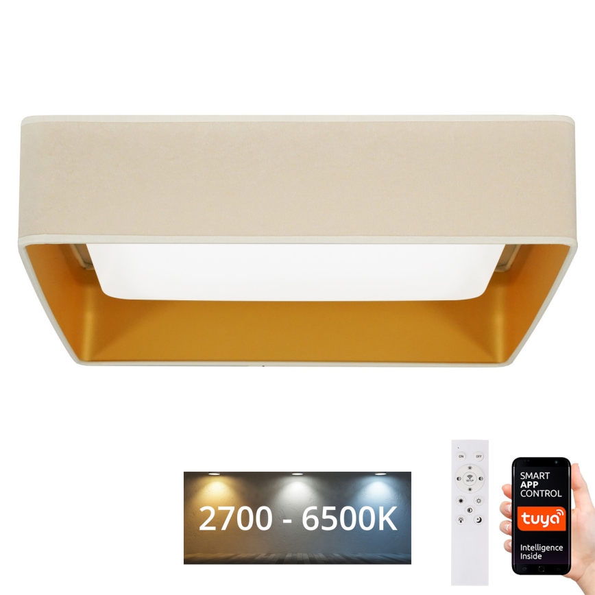 Brilagi - LED Dimmable ceiling light VELVET SQUARE SMART LED/36W/230V 2700-6500K Wi-Fi Tuya + remote control creamy