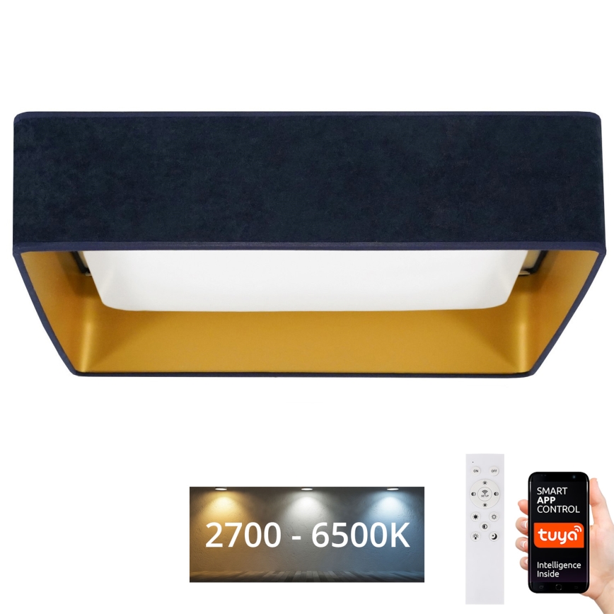 Brilagi - LED Dimmable ceiling light VELVET SQUARE SMART LED/36W/230V 2700-6500K Wi-Fi Tuya + remote control dark blue