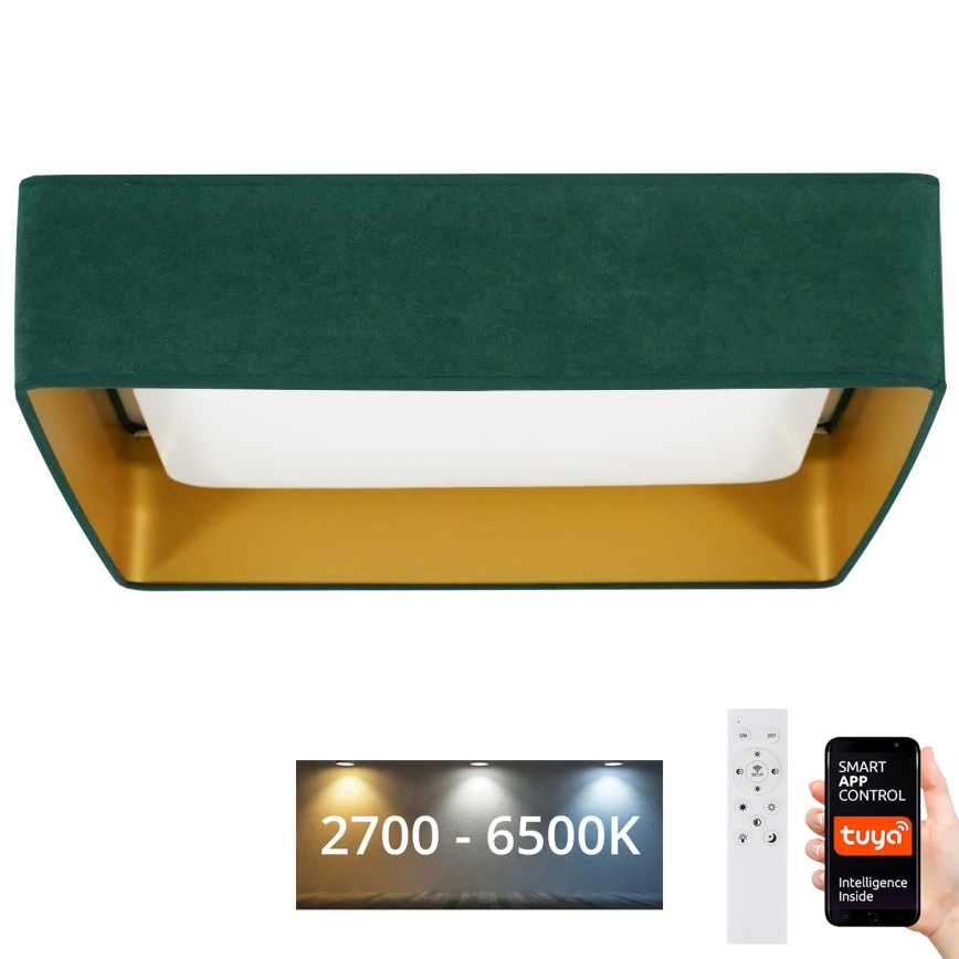 Brilagi - LED Dimmable ceiling light VELVET SQUARE SMART LED/36W/230V 2700-6500K Wi-Fi Tuya + remote control green
