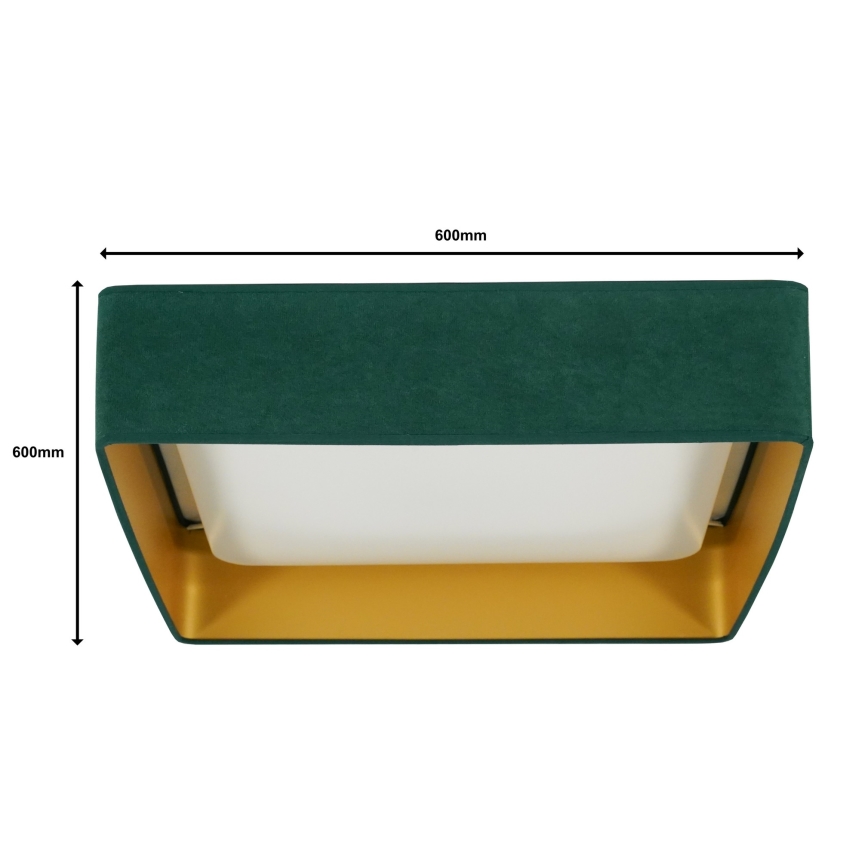 Brilagi - LED Dimmable ceiling light VELVET SQUARE SMART LED/36W/230V 2700-6500K Wi-Fi Tuya + remote control green