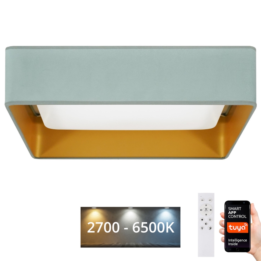 Brilagi - LED Dimmable ceiling light VELVET SQUARE SMART LED/36W/230V 2700-6500K Wi-Fi Tuya + remote control mint