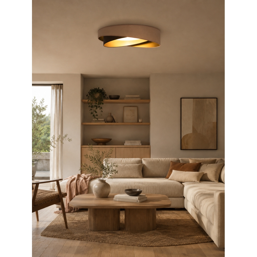 BRILAGI - Dimmable LED ceiling light VELVET TWIST LED/36W/230V 3000-6000K Ø 65 cm Wi-Fi Tuya Beacon beige/brown/gold + remote control