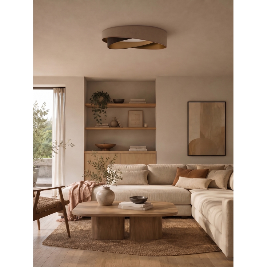 BRILAGI - Dimmable LED ceiling light VELVET TWIST LED/36W/230V 3000-6000K Ø 65 cm Wi-Fi Tuya Beacon beige/brown/gold + remote control