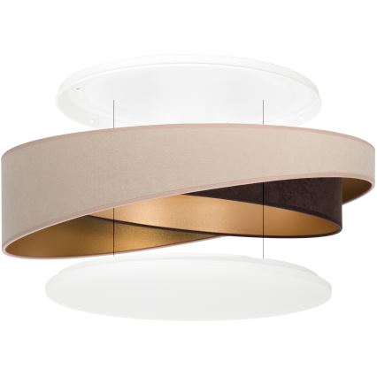 BRILAGI - Dimmable LED ceiling light VELVET TWIST LED/36W/230V 3000-6000K Ø 65 cm Wi-Fi Tuya Beacon beige/brown/gold + remote control
