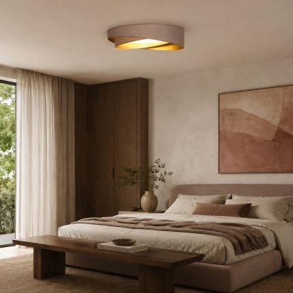 BRILAGI - Dimmable LED ceiling light VELVET TWIST LED/36W/230V 3000-6000K Ø 65 cm Wi-Fi Tuya Beacon beige/gold + remote control