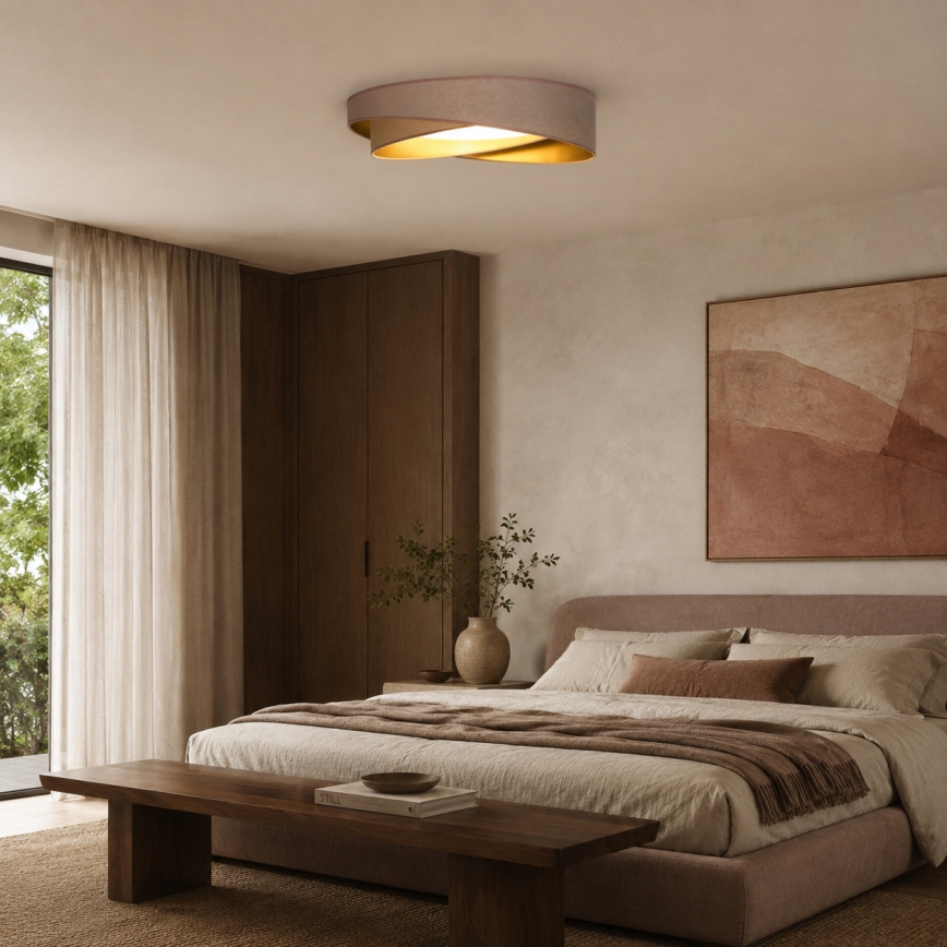 BRILAGI - Dimmable LED ceiling light VELVET TWIST LED/36W/230V 3000-6000K Ø 65 cm Wi-Fi Tuya Beacon beige/gold + remote control