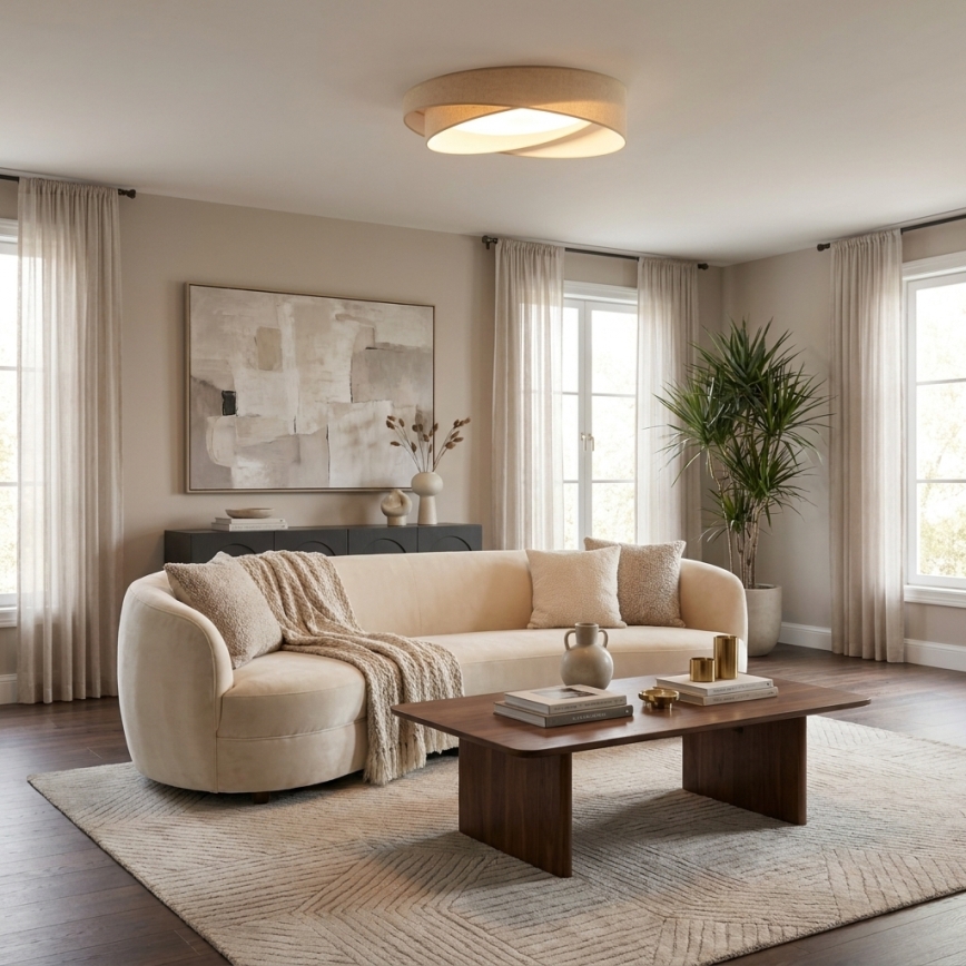 BRILAGI - Dimmable LED ceiling light VELVET TWIST LED/36W/230V 3000-6000K Ø 65 cm Wi-Fi Tuya Beacon beige + remote control