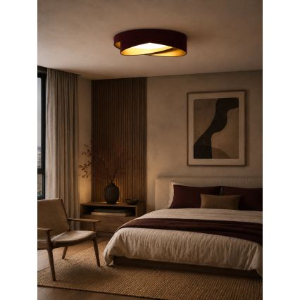 BRILAGI - LED Dimmable ceiling light VELVET TWIST LED/36W/230V 3000-6000K Ø 65 cm Wi-Fi Tuya Beacon burgundy/gold + remote control