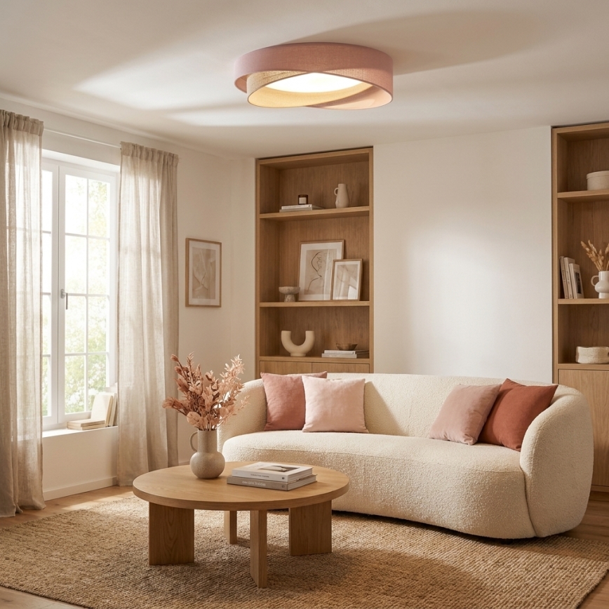 BRILAGI - Dimmable LED ceiling light VELVET TWIST LED/36W/230V 3000–6000K Ø 65 cm Wi‑Fi Tuya Beacon pink/beige + remote control