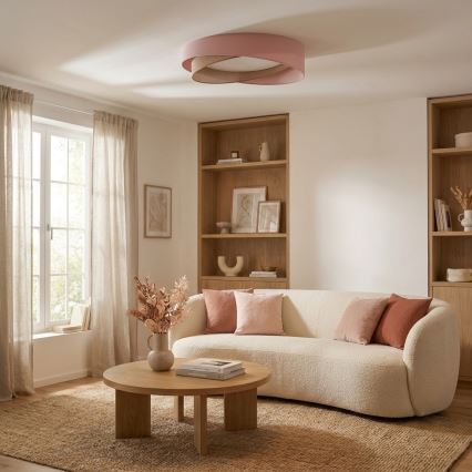 BRILAGI - Dimmable LED ceiling light VELVET TWIST LED/36W/230V 3000–6000K Ø 65 cm Wi‑Fi Tuya Beacon pink/beige + remote control