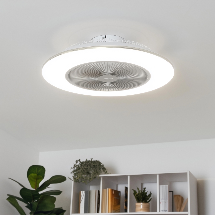 Brilagi - LED Dimmable light with a fan AURA LED/38W/230V 3000-6000K silver + remote control