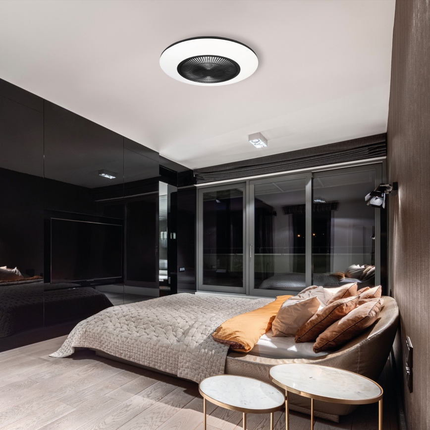Brilagi - LED Dimmable light with a fan AURA LED/38W/230V 3000-6000K black + remote control