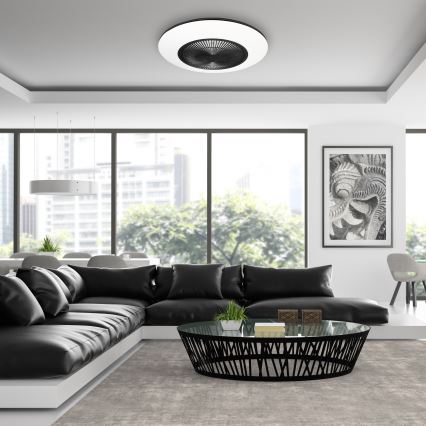 Brilagi - LED Dimmable light with a fan AURA LED/38W/230V 3000-6000K black + remote control