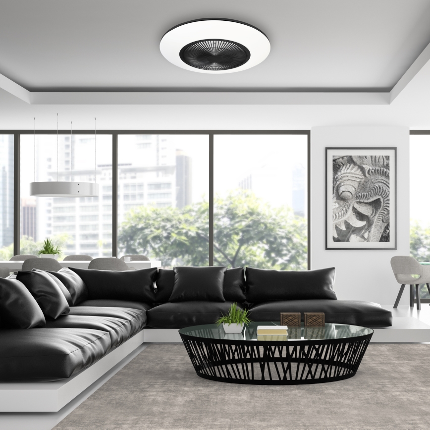 Brilagi - LED Dimmable light with a fan AURA LED/38W/230V 3000-6000K black + remote control
