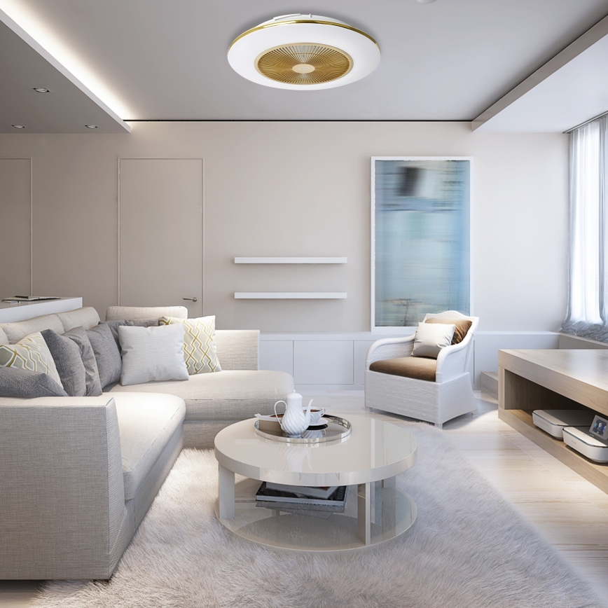 Brilagi - LED Dimmable light with a fan AURA LED/38W/230V 3000-6000K gold + remote control