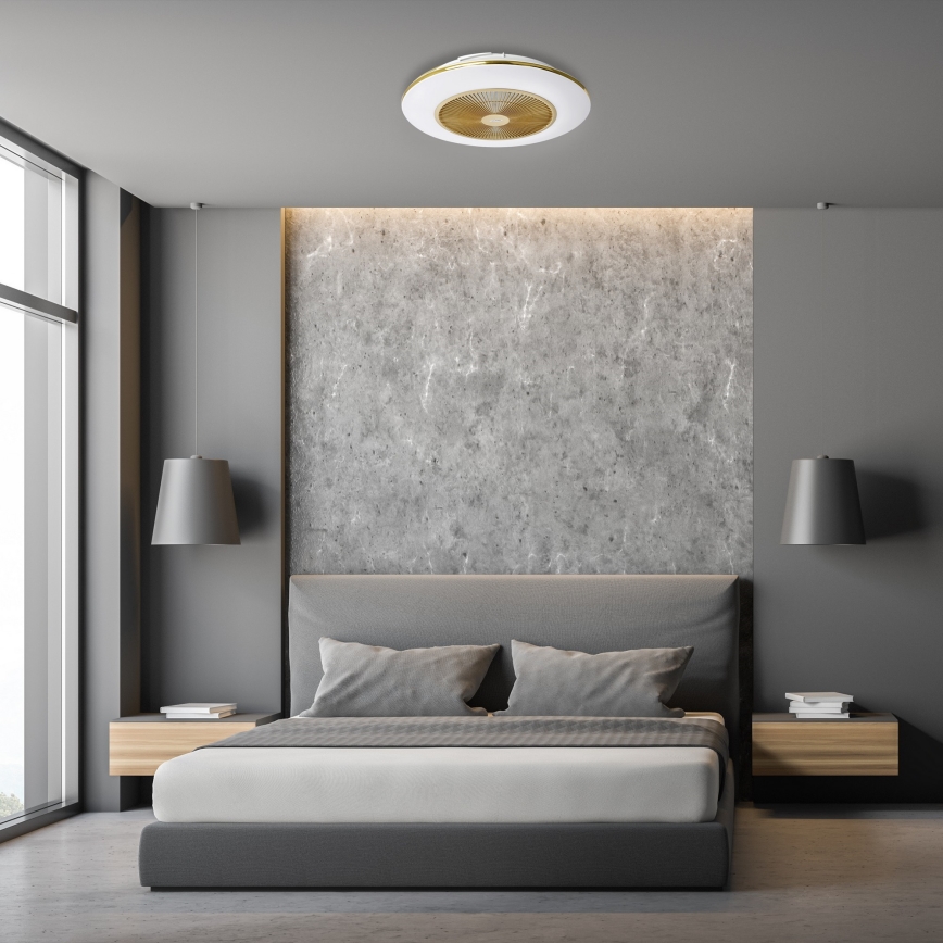 Brilagi - LED Dimmable light with a fan AURA LED/38W/230V 3000-6000K gold + remote control