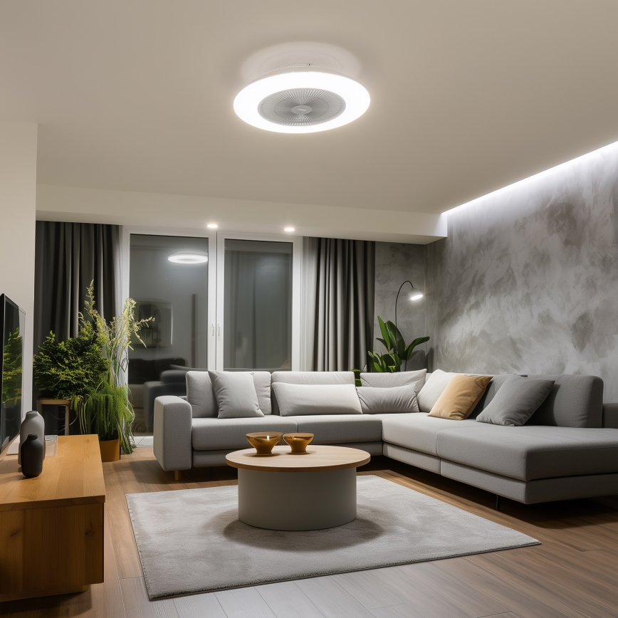 Brilagi - LED Dimmable light with a fan AURA LED/38W/230V 3000-6000K silver + remote control