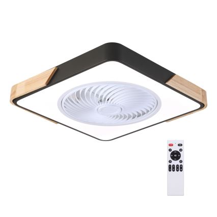Brilagi - LED Dimmable ceiling light with a fan LED/30W/230V 3000-6500K black/oak + remote control