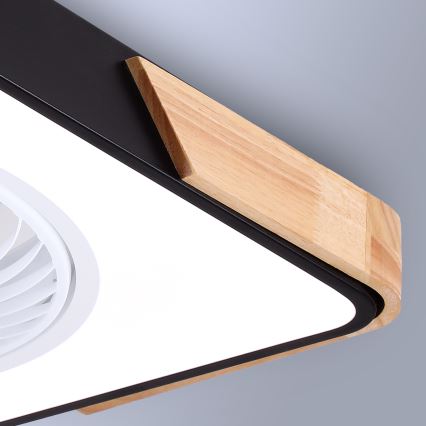 Brilagi - LED Dimmable ceiling light with a fan LED/30W/230V 3000-6500K black/oak + remote control