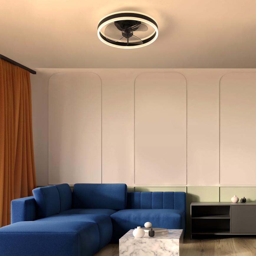 Brilagi - LED Dimmable ceiling light with a fan LED/30W/230V 3000-6500K black + remote control