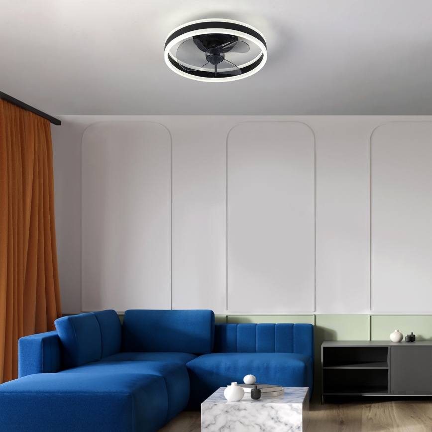 Brilagi - LED Dimmable ceiling light with a fan LED/30W/230V 3000-6500K black + remote control