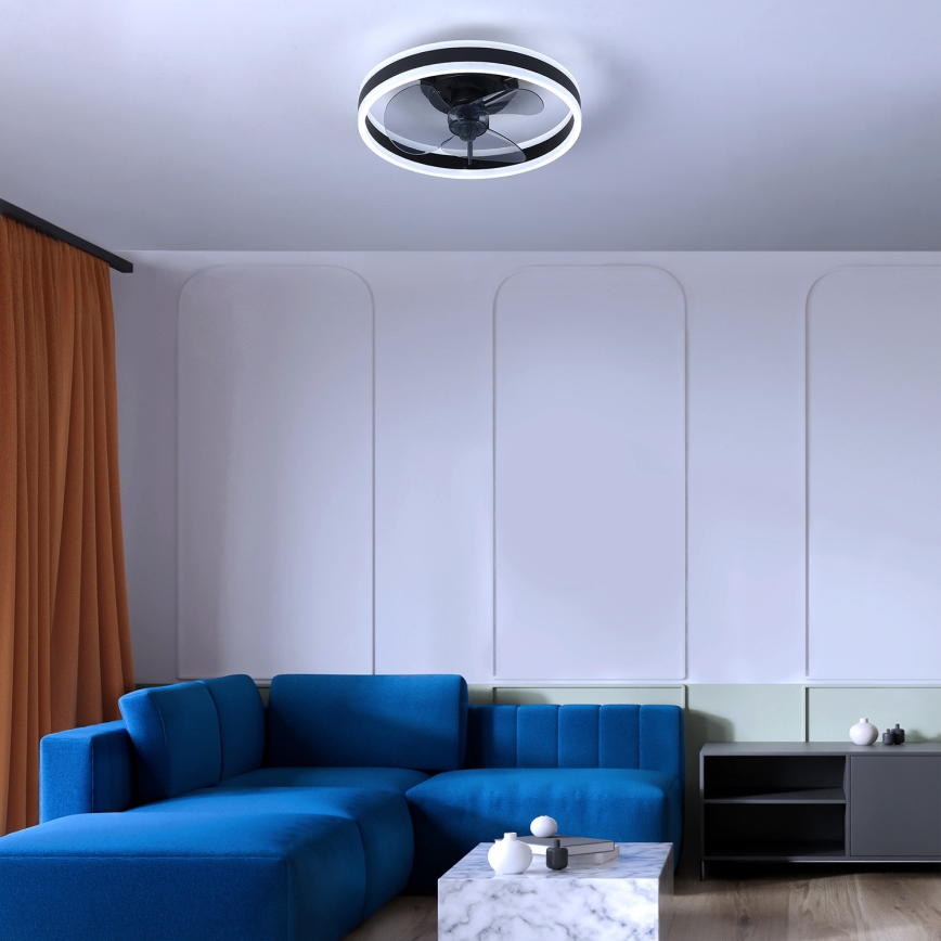 Brilagi - LED Dimmable ceiling light with a fan LED/30W/230V 3000-6500K black + remote control