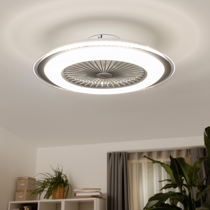 Brilagi - LED Dimmable light with a fan RONDA LED/48W/230V 3000-6000K silver + remote control