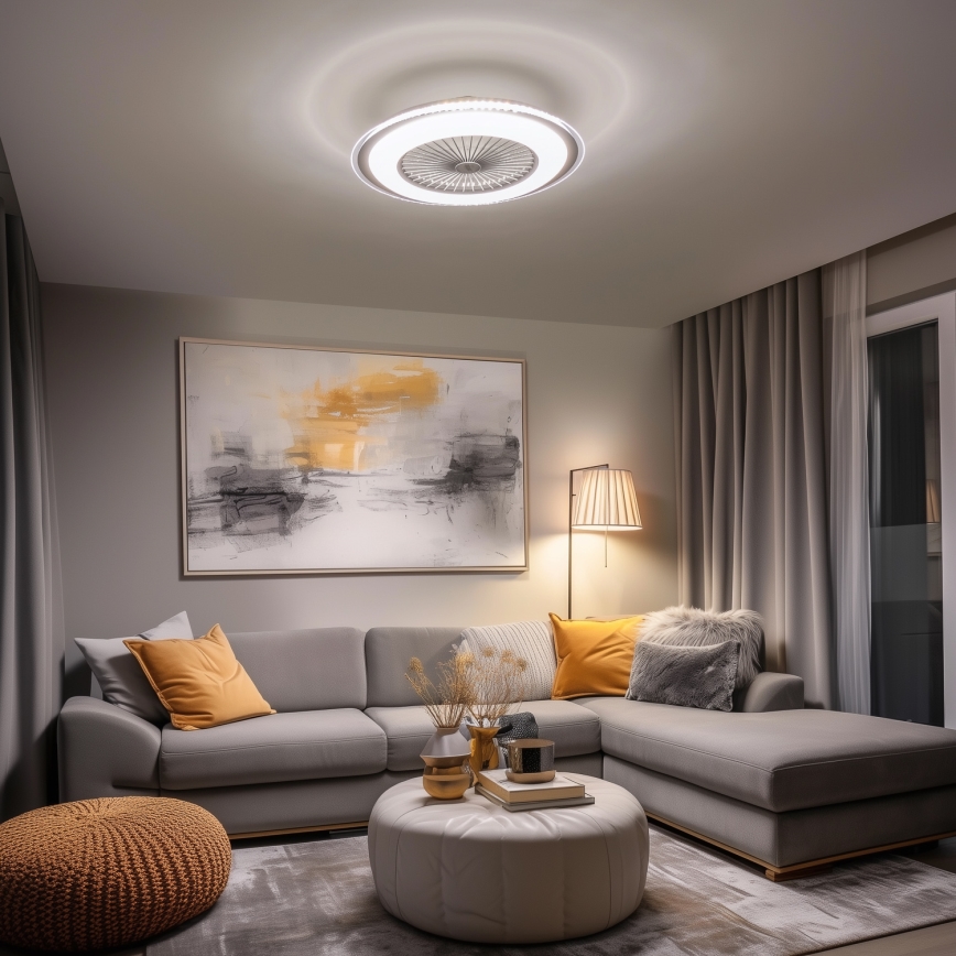 Brilagi - LED Dimmable light with a fan RONDA LED/48W/230V 3000-6000K silver + remote control
